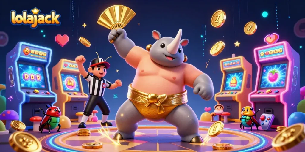 Experience the thrill of winning at lolajack Casino with vibrant games and golden coins flying!
