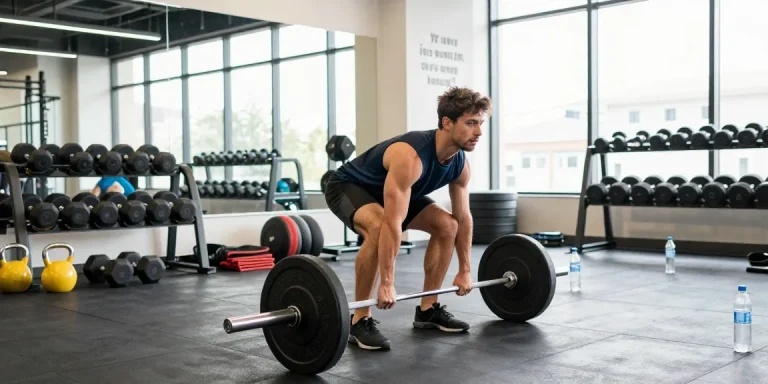 Een sporter die deadlifts uitvoert in een moderne gym, ideaal voor Unique Pharma Steroïden Winkel.